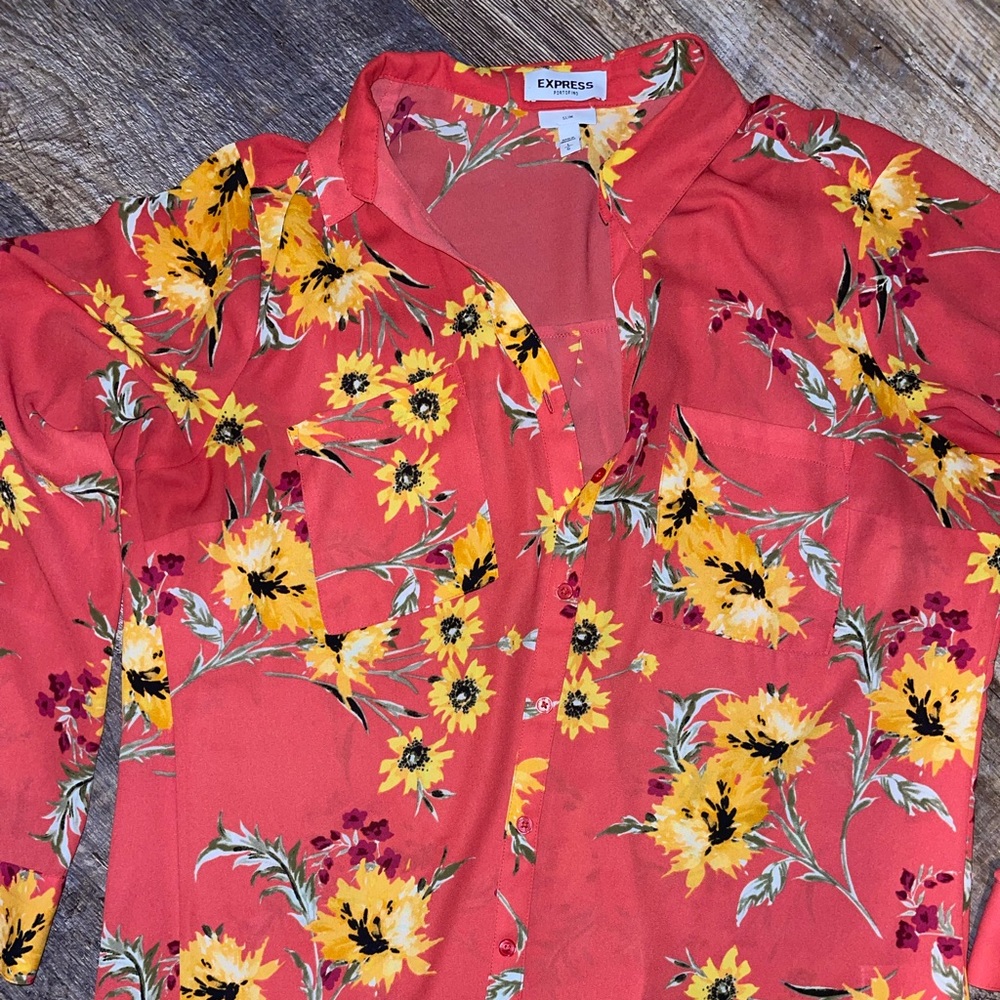 Express floral portofino slim blouse